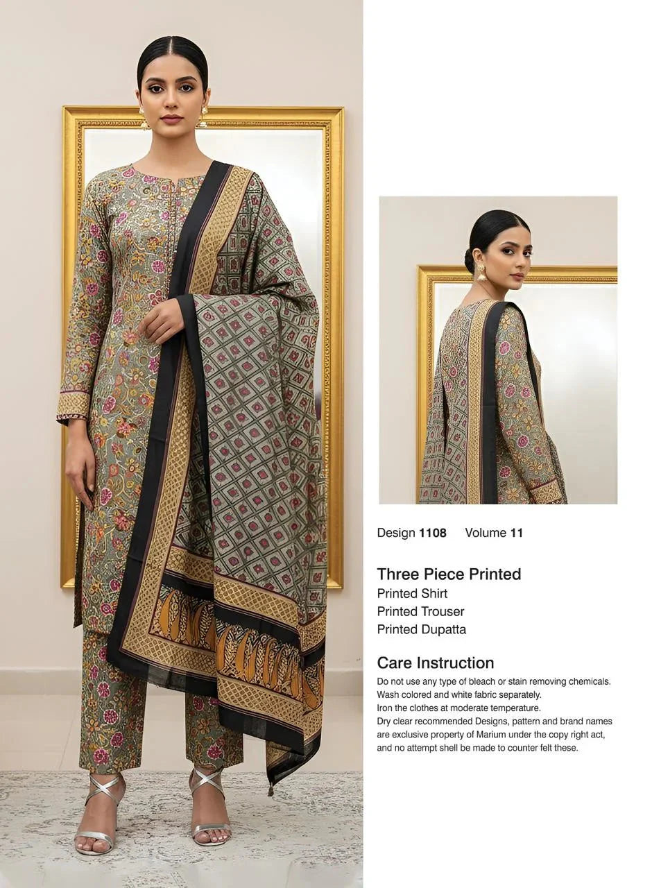 Printed Lawn Unstitched 3 Piece Suit