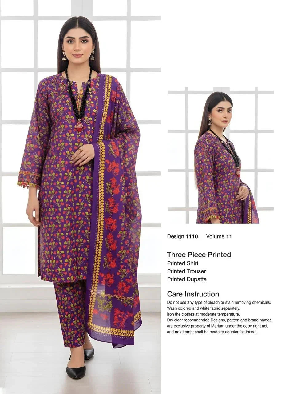 Printed Lawn Unstitched 3 Piece Suit