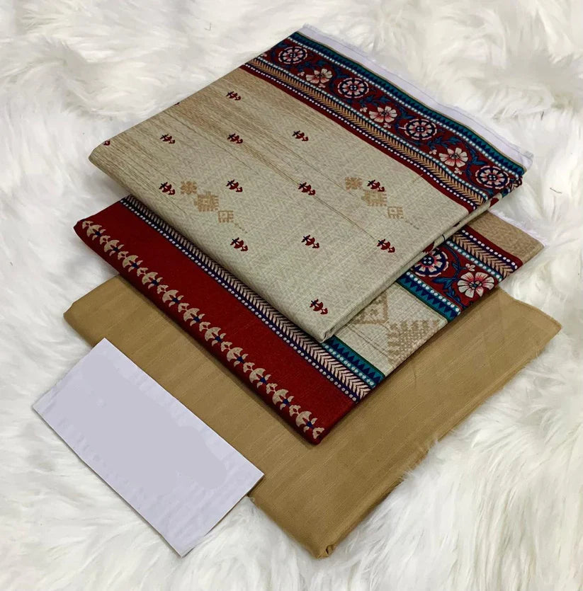 PRINTED UNSTITCHED 3PC SUIT