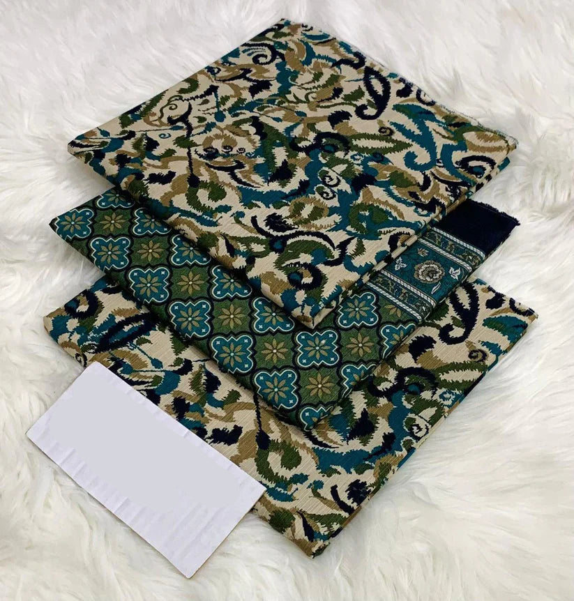 PRINTED UNSTITCHED 3PC SUIT