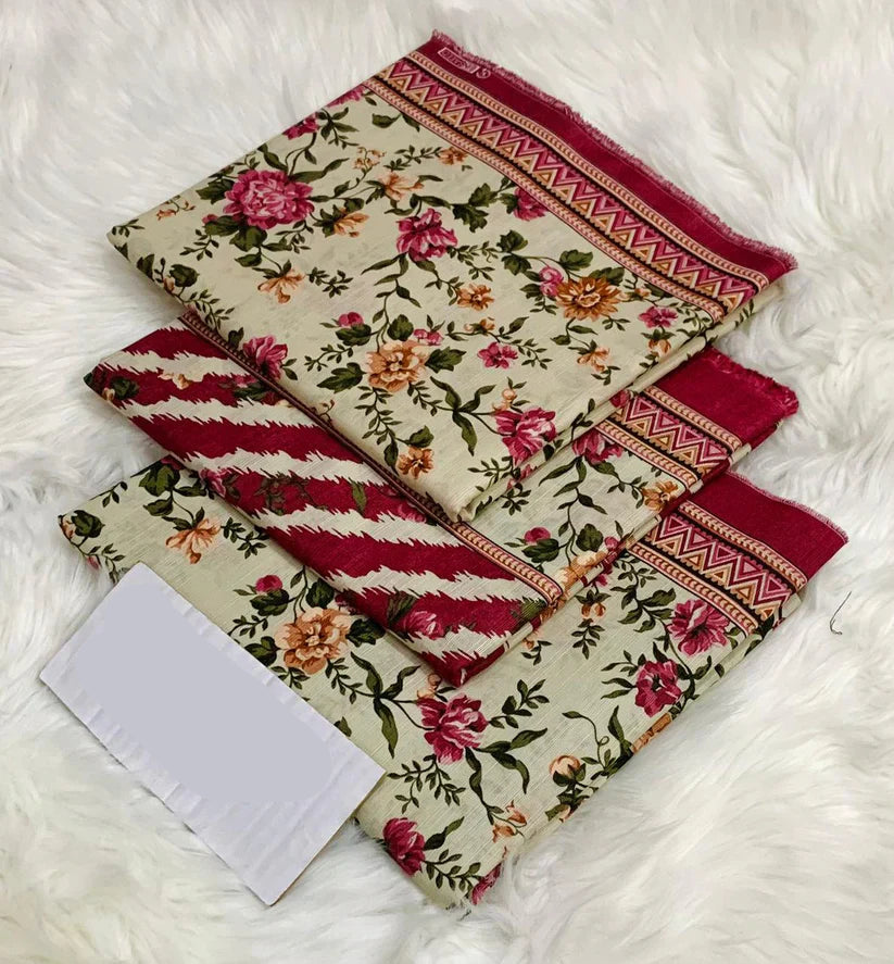 PRINTED UNSTITCHED 3PC SUIT