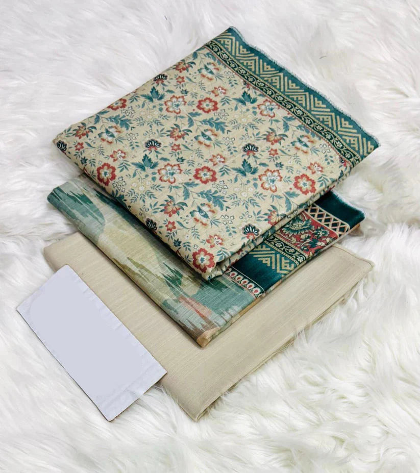 PRINTED UNSTITCHED 3PC SUIT