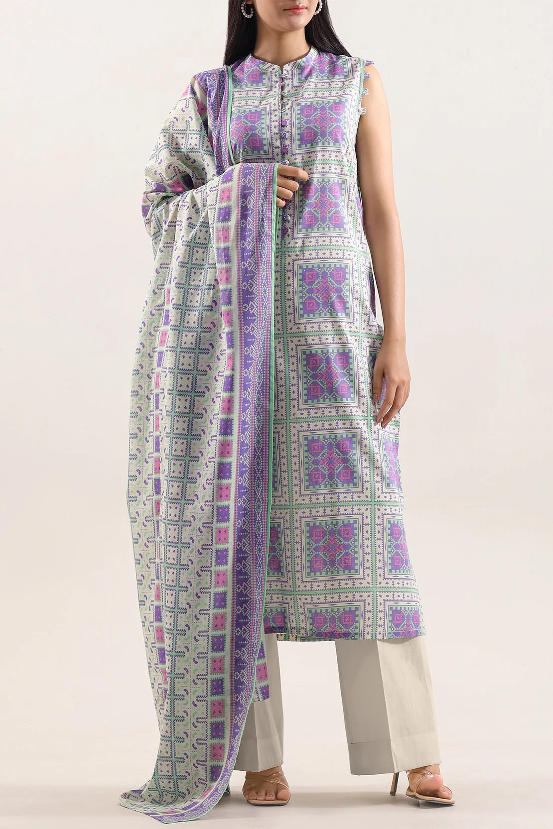 3 Piece Lawn Printed UnStitched Suit - L65